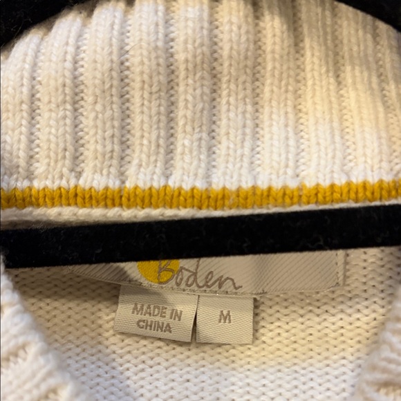 Boden Cream Sweater with Navy and Gold Stripes - Picture 2 of 2